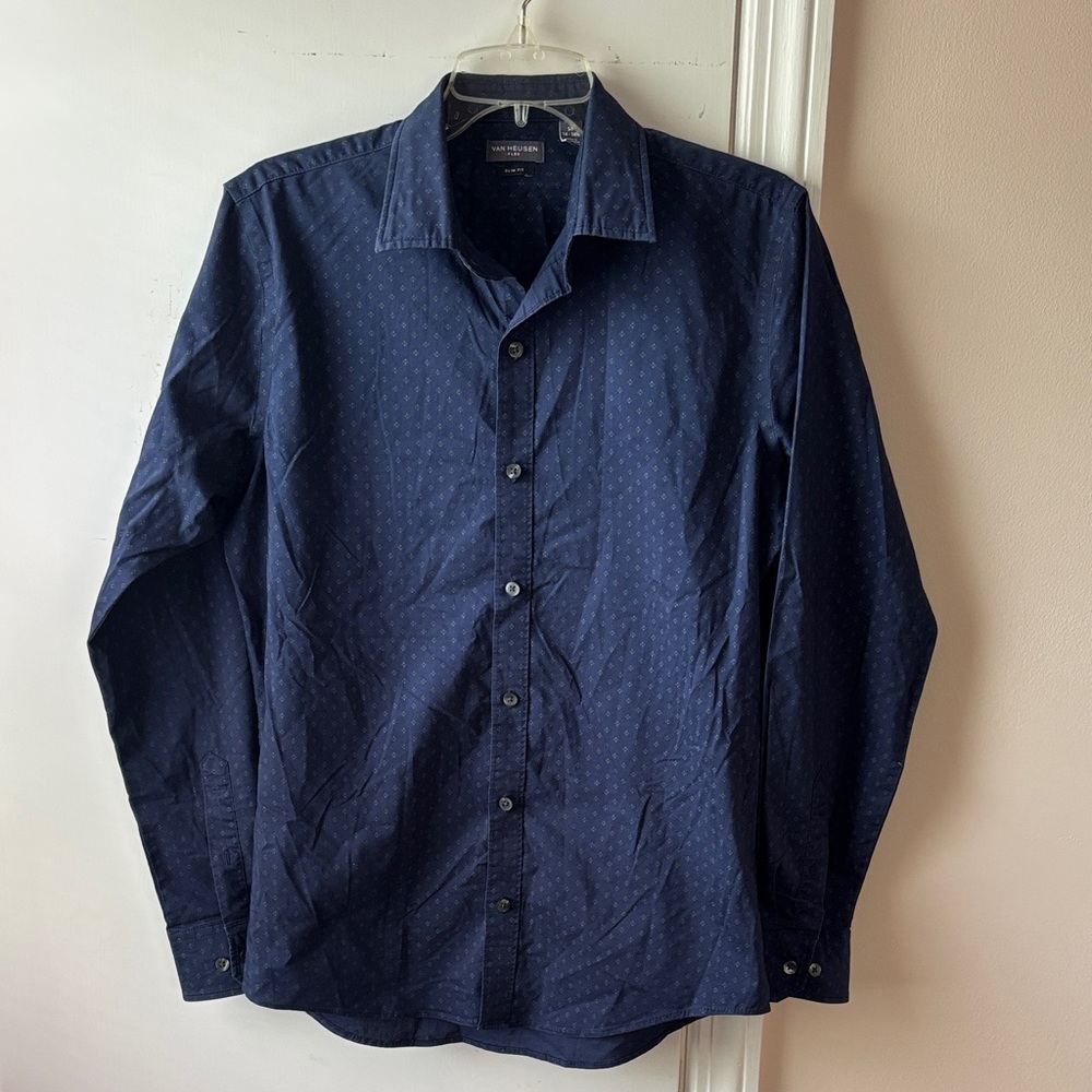 Van Heusen Dark Blue Casual Button Down Shirt